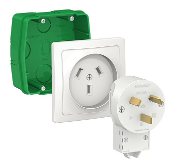 Systeme Electric Blanca внутр Бел Комплект силовой 32 А, 250 В: розетка, вилка, монтажная коробка