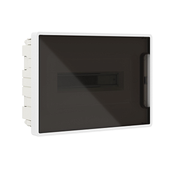 DKC Щиток 12 мод встраиваемый FRAME, белый, с тонированной дверцей, с 2 шинами PEN на 6 и 8 отв.