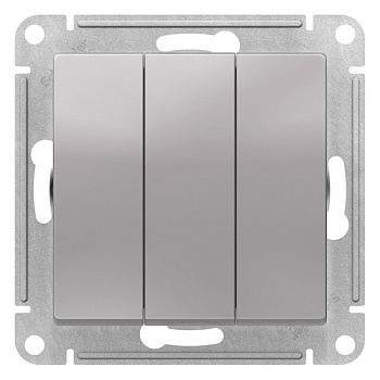 Systeme Electric AtlasDesign Алюминий Выключатель 3-клавишный сх.1+1+1, 10АХ, механизм